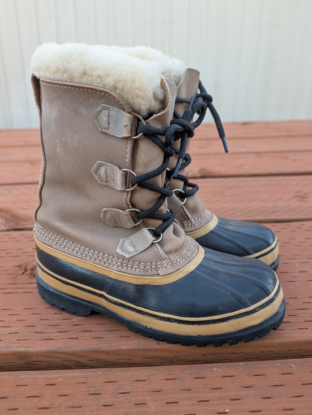 Men's Sorel Caribou Snow Boots Kaufman Wool Liner Size 6